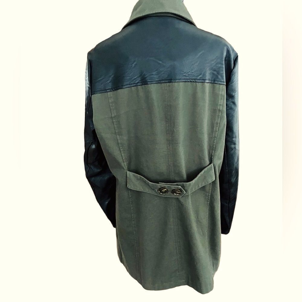 Motto Military Trench Coat with Faux Leather Trim olive green/black size M - Picture 7 of 10